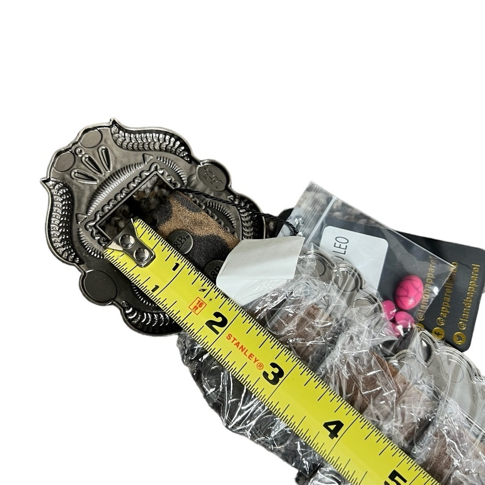 Lucky & Blessed Leopard Pink Turquoise Ribbon Tooled
Square Belt - Picture 15 of 16
